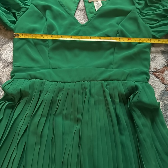 Jessica Simpson long sleeve mini dress pleated green size medium - Picture 8 of 8